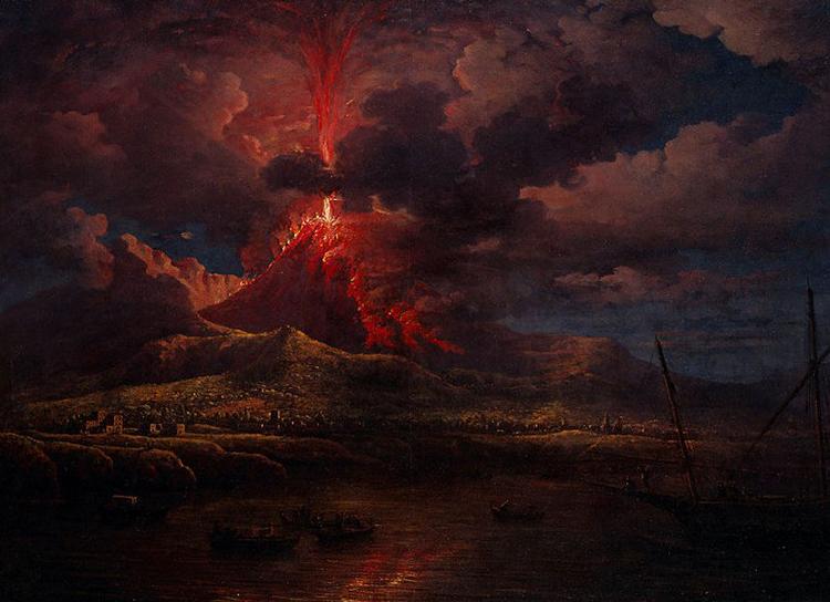 William Marlow Vesuvius erupting at Night Germany oil painting art